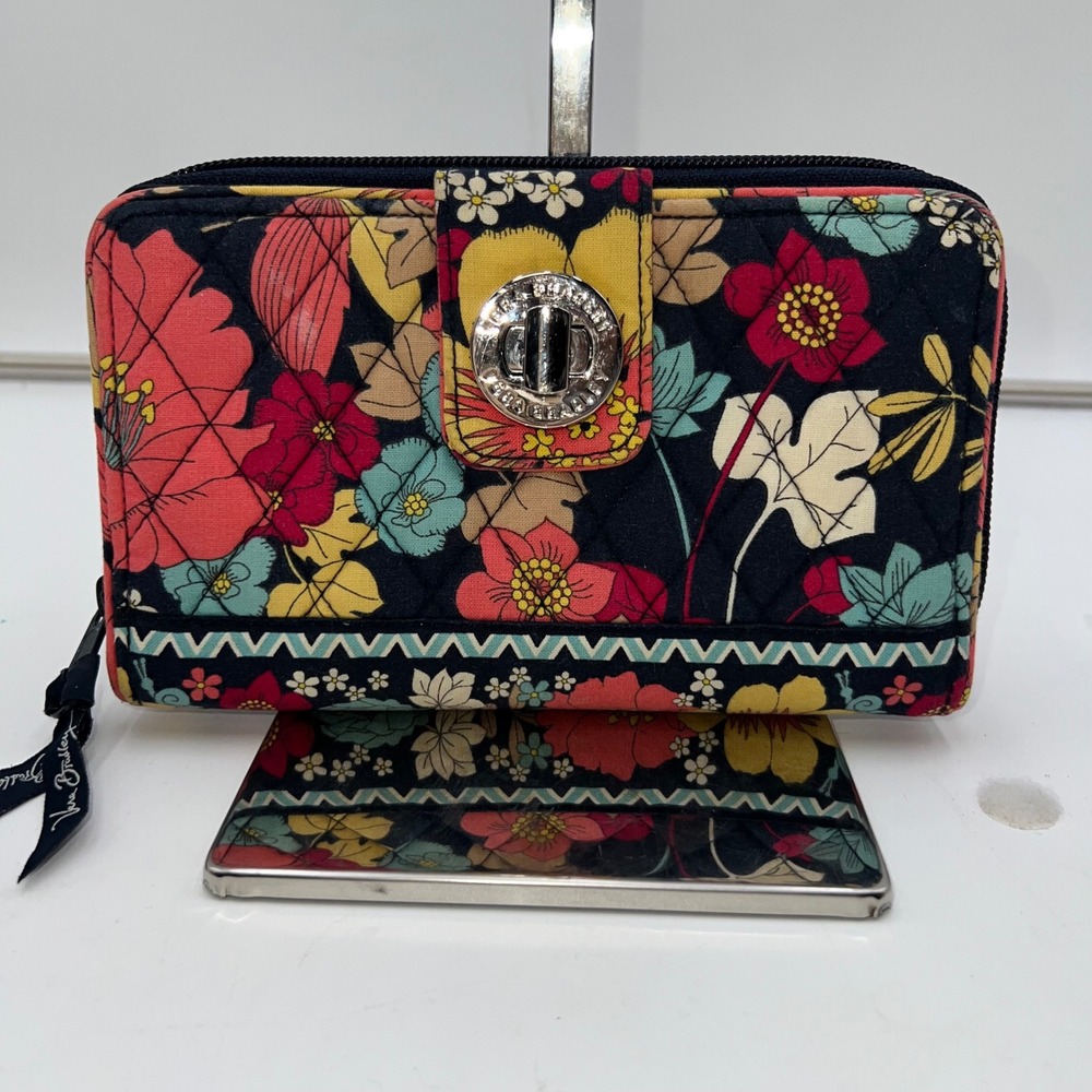 Vera Bradley Turnlock Wallet in the retired "Happy Snails" pattern.  fabric